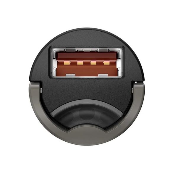 Cap încărcător țigări, 1xUSB, 5A, gri, cu lumină LED, Baseus Tiny Star