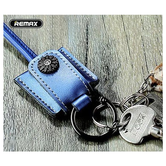 Cablu de date micro usb, 2.1A, 0.3m, piele, albastru, Remax RC-079m