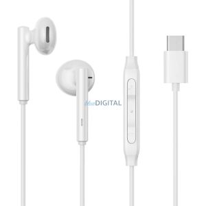 Căști stereo cu conector de tip C, control volum/microfon, alb, Joyroom JR-EC05