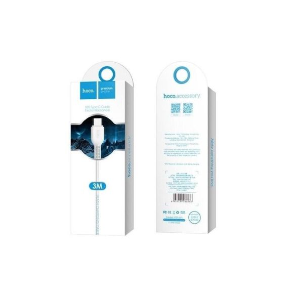 Cablu de date alb Hoco X20 Type-C 3m 2.4A