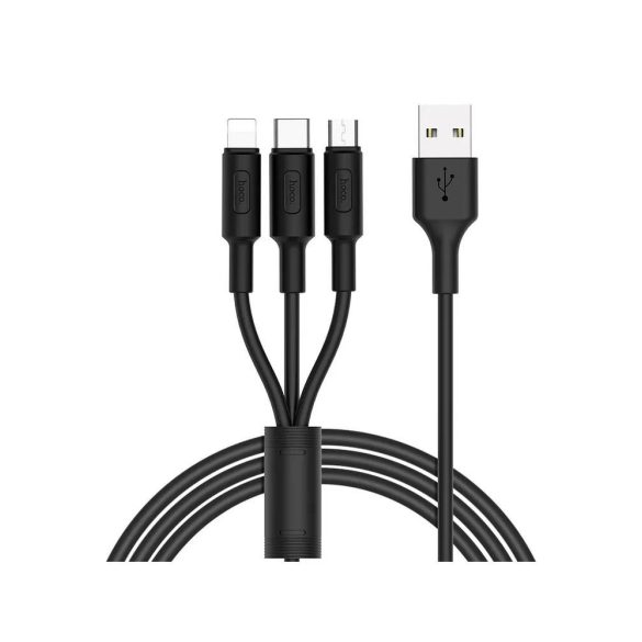 Hoco X25 3in1 iPhone 8pin + Type-c + Cablu negru de incarcare Micro USB 2A 1M