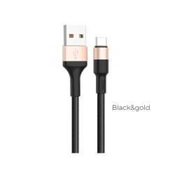   Cablu de date din material textil Hoco X26 Type-C negru-auriu 1m 3A