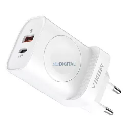   Cap universal de încărcare rapidă de rețea, tip C / USB + încărcător wireless pentru Apple Watch, alb, 20W, Veger