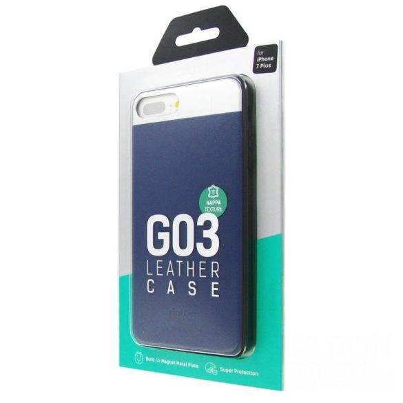 Dotfes G03 Husă din piele premium pentru iPhone 7 Plus 8 Plus (5,5"), albastră