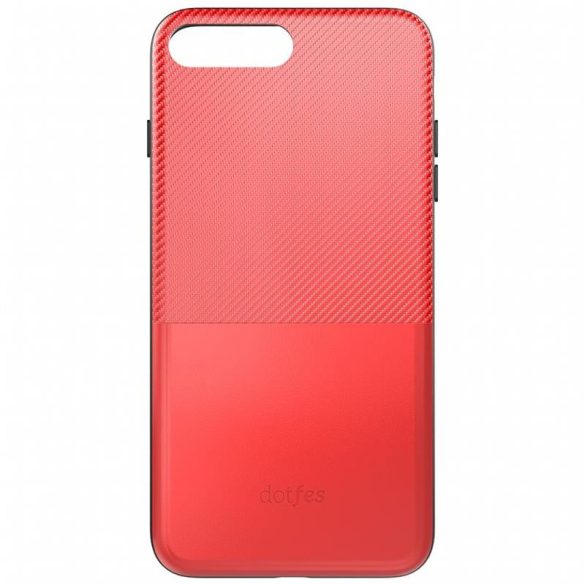 Carcasă din spate pentru iPhone 6S Plus (5,5"), carcasă din plastic, card bancar rezistent, carbon premium, roșu, Dotfes G02
