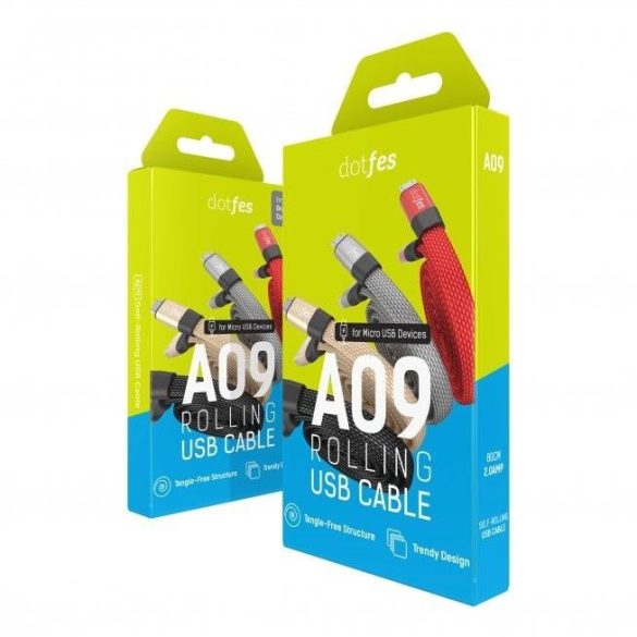 Cablu de date micro USB, Self-Rolling, 2A, auriu, Dotfes A09M