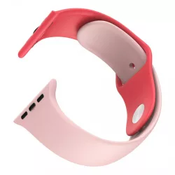   Dotfes S03 pentru Apple Watch 38mm / 40mm curea din silicon roz + roșu (mărime S/M)