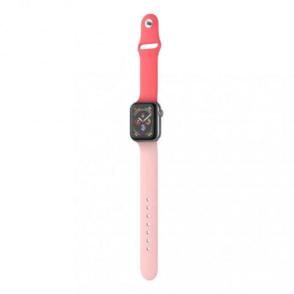 Dotfes S03 pentru Apple Watch 38mm / 40mm curea din silicon roz + roșu (mărime S/M)