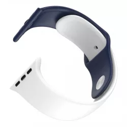   Dotfes S03 pentru Apple Watch 42mm / 44mm ceas inteligent alb + curea din silicon albastru închis (mărime M/L)
