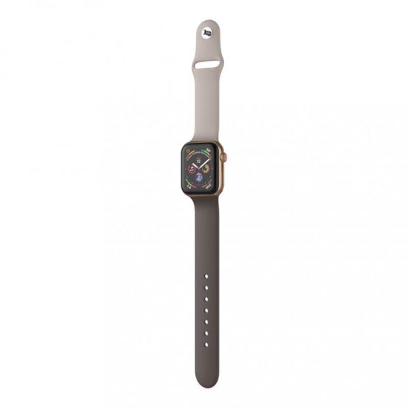 Dotfes S03 pentru Apple Watch 42mm / 44mm ceas inteligent maro + curea din silicon gri (mărime M/L)