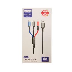   Cablu de date 3in1, Micro USB / Type-C / iPhone 8pin, 6A, 1.2m, colorat, Letang LT-ET-06