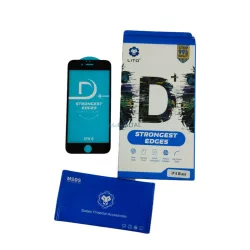   iPhone 6 / 6S (4.7") folie de sticlă frontală, cadru negru, 9H, 0.33mm, 3D Full Glue, Lito D+