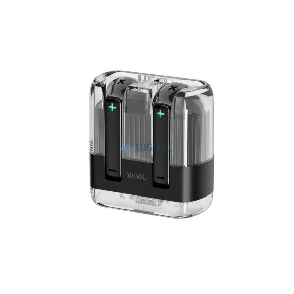 Căști bluetooth stereo cu încărcător wireless, TWS, negru, WIWU T21 Crystal