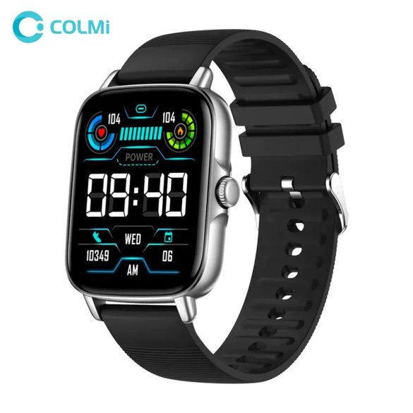 Ceas inteligent Colmi P30 cu curea din silicon, ecran HD de 1,9", rezistență la apă IP67, negru-argintiu