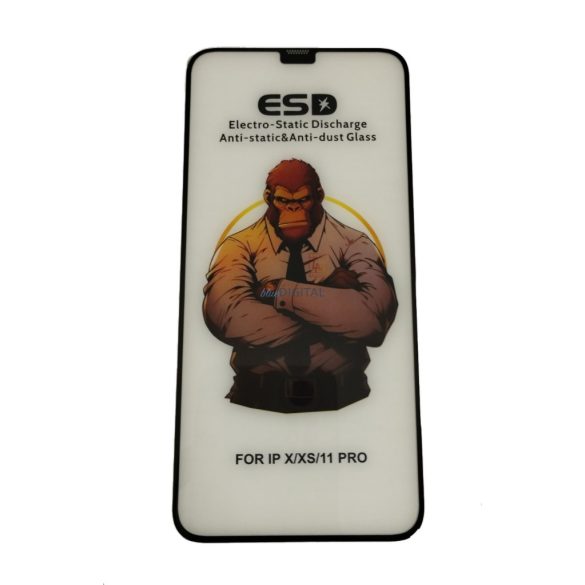iPhone X / XS / 11 Pro (5.8") folie de sticlă frontală, temperată, cadru negru, 9H, capac complet, ESD (fără ambalaj și accesorii)