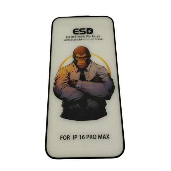 iPhone 16 Pro Max (6.9") folie de sticlă frontală, temperată, cadru negru, 9H, acoperire completă, ESD (fără ambalaj și accesorii)