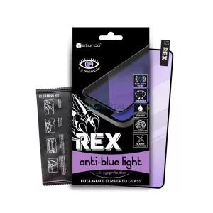 Xiaomi Redmi 12 / 13 folie de sticlă frontală, filtru de lumină albastră, 9H, cadru negru, 5D Full Glue, Sturdo Rex Anti-blue light
