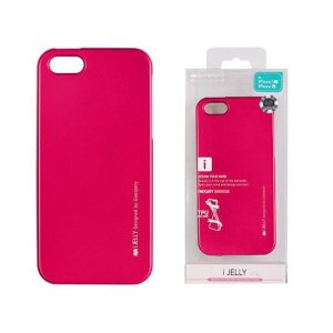 Husa silicon roz Mercury i-Jelly Metal iPhone 4 4G 4S 4GS