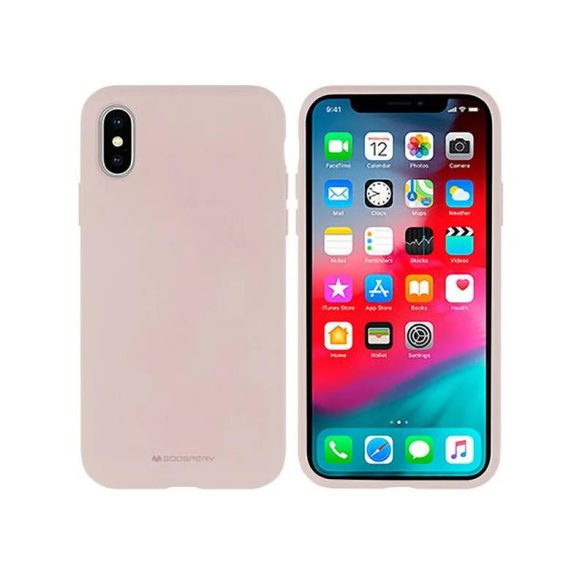 Husa din silicon pentru iPhone 14 Pro Max (6,7"), husa din spate, roz, mat, interior din piele intoarsa, silicon Mercury