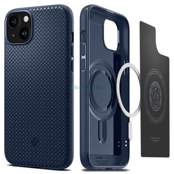 Carcasă din spate pentru iPhone 15 Pro Max (6,7"), carcasă TPU, husă Magsafe, albastră, Spigen Mag Armor Magsafe