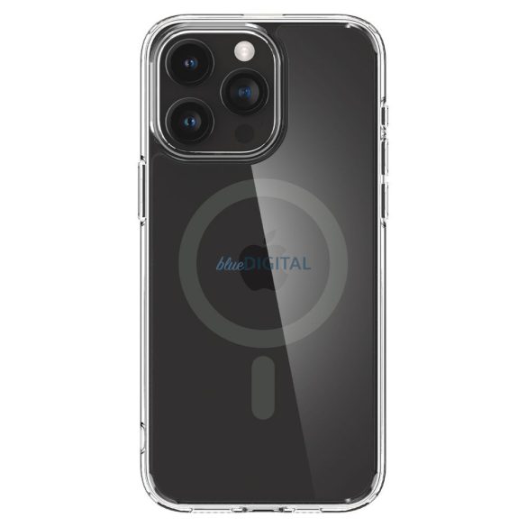 Carcasa din spate iPhone 15 Pro (6.1"), spate din plastic/cadru din silicon, husa Magsafe, transparenta/gri grafit, Spigen Ultra Hybrid Mag