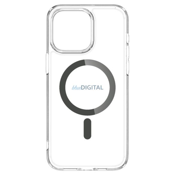 Carcasa din spate iPhone 15 Pro (6.1"), spate din plastic/cadru din silicon, husa Magsafe, transparenta/gri grafit, Spigen Ultra Hybrid Mag