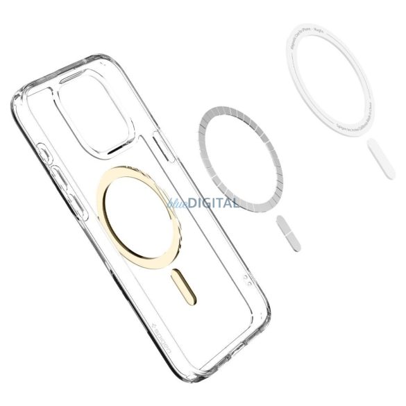 Carcasa din spate iPhone 15 Pro (6.1"), spate din plastic/cadru din silicon, husa Magsafe, transparenta/gri grafit, Spigen Ultra Hybrid Mag