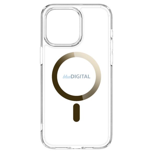 Husa din spate iPhone 15 Pro (6.1"), spate din plastic/cadru din silicon, husa Magsafe, transparenta/aurie, Spigen Ultra Hybrid Mag