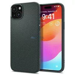   HUSĂ! - Carcasa din spate iPhone 15 (6.1"), carcasa TPU, verde inchis (Abyss Green), Spigen Liquid Air