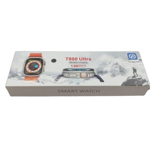 T800 Ultra smartwatch, curea silicon, recepție apeluri, negru, 49mm