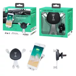   OnePlus A2962 Suport auto 2in1 argintiu cu încărcare fără fir Qi 1A