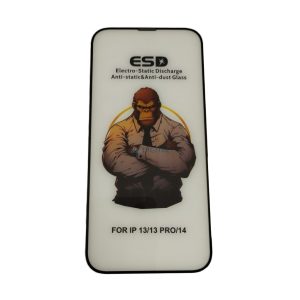 iPhone 13 / 13 Pro / 14 / 16e / SE4 (2025) (6.1") folie de sticlă frontală, temperată, cadru negru, 9H, capac complet, ESD (fără ambalaj și accesorii)