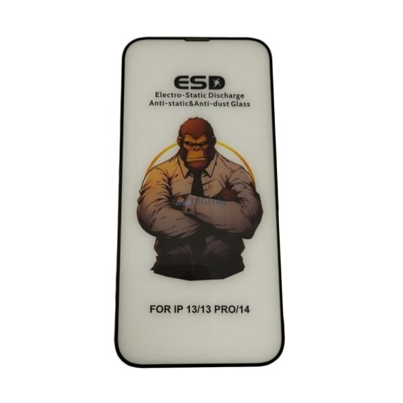 iPhone 13 / 13 Pro / 14 / 16e / SE4 (2025) (6.1") folie de sticlă frontală, temperată, cadru negru, 9H, capac complet, ESD (fără ambalaj și accesorii)