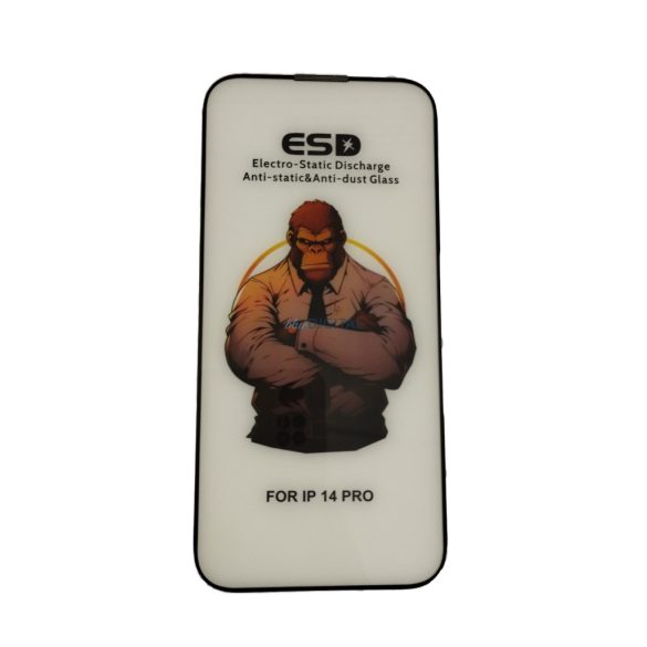 iPhone 14 Pro (6.1") folie de sticlă frontală, temperată, cadru negru, 9H, acoperire completă, ESD (fără ambalaj și accesorii)
