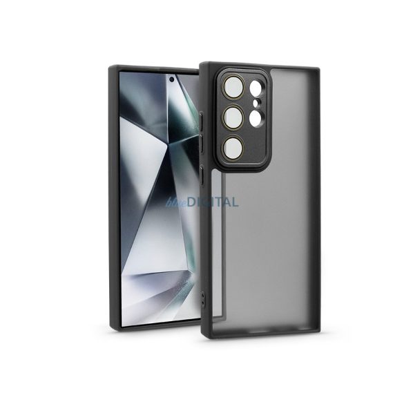 Husă din spate Samsung SM-S928 Galaxy S24 Ultra cu margine de protecție a camerei, sticlă de protecție a lentilei - Variete - negru
