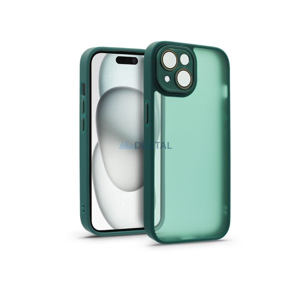 Husa din spate Apple iPhone 15 cu margine de protectie a camerei, sticla de protectie a lentilelor - Variete - verde inchis