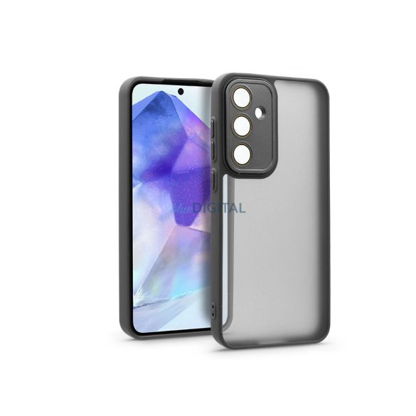 Husă din spate Samsung SM-A556 Galaxy A55 cu margine de protecție a camerei, sticlă de protecție a lentilei - Variete - negru