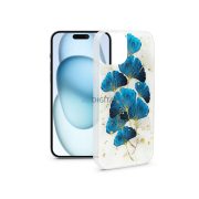 Husa din silicon Apple iPhone 15 Plus - Gold Glam - frunze