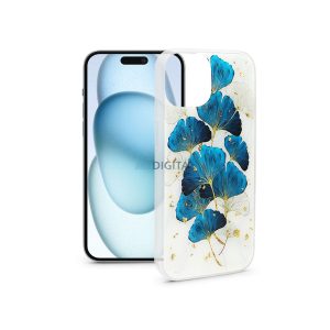 Husa din silicon Apple iPhone 15 Plus - Gold Glam - frunze