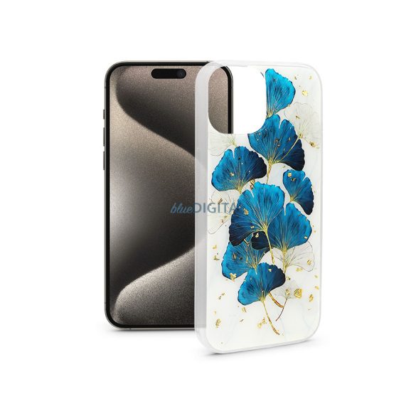 Husa din silicon Apple iPhone 15 Pro Max - Gold Glam - frunze
