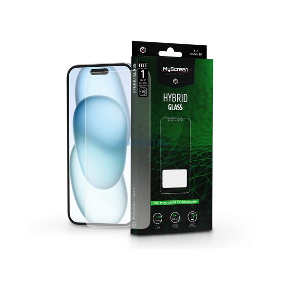 Film de protecție pentru ecran flexibil din sticlă pentru Apple iPhone 15 Plus/15 Pro Max - MyScreen Protector Hybrid Glass Green - transparent