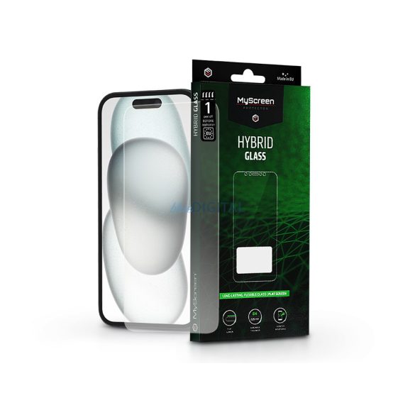 Protecție de ecran din sticlă flexibilă Apple iPhone 15/15 Pro - MyScreen protecțieHybrid sticlă Green - transparent