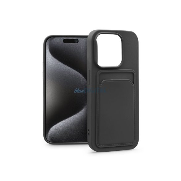 Husa din silicon Apple iPhone 15 Pro cu suport pentru card - Husa pentru card - neagra