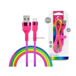   Setty USB - Cablu de date și încărcare USB Type-C cu cablu de 1,2 m - Setty Rainbow -5V/2.1A
