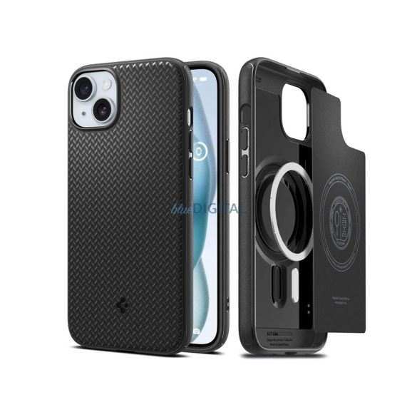 Husa din spate rezistenta la socuri Apple iPhone 15 Plus - Spigen Mag Armor MagSafe - neagra