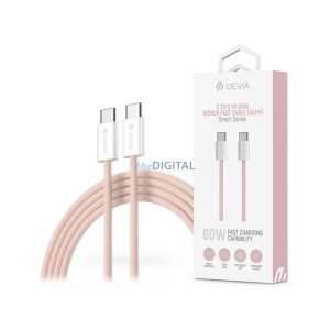 Devia Smart Series Woven 60W PD Type-C/Type-C cablu de încărcare și date 1m - roz