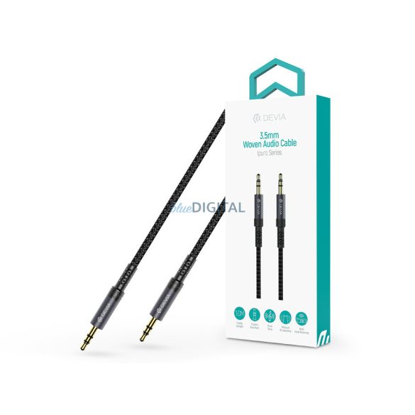 Devia iPure Series Cablu audio cu mufă țesută AUX 3,5/3,5 mm 1m - negru