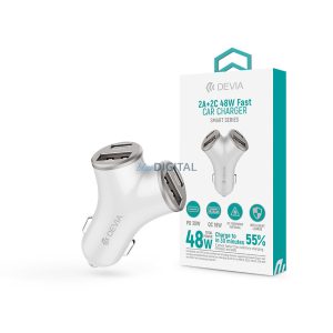 Devia Smart Series 48W PD+QC încărcător auto 2xUSB+2xType-C - argintiu