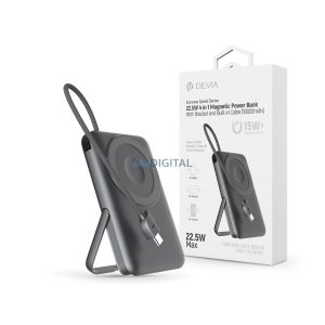 Devia Extreme Speed Series Magnetic 4in1 22.5W powerbank/stand - Type-C - 10.000 mAh - gri