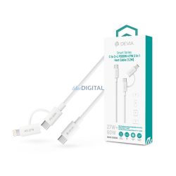   Devia Smart Series 60W+27W PD Type-C/Type-C + Lightning cablu de încărcare și date 1,2m - alb